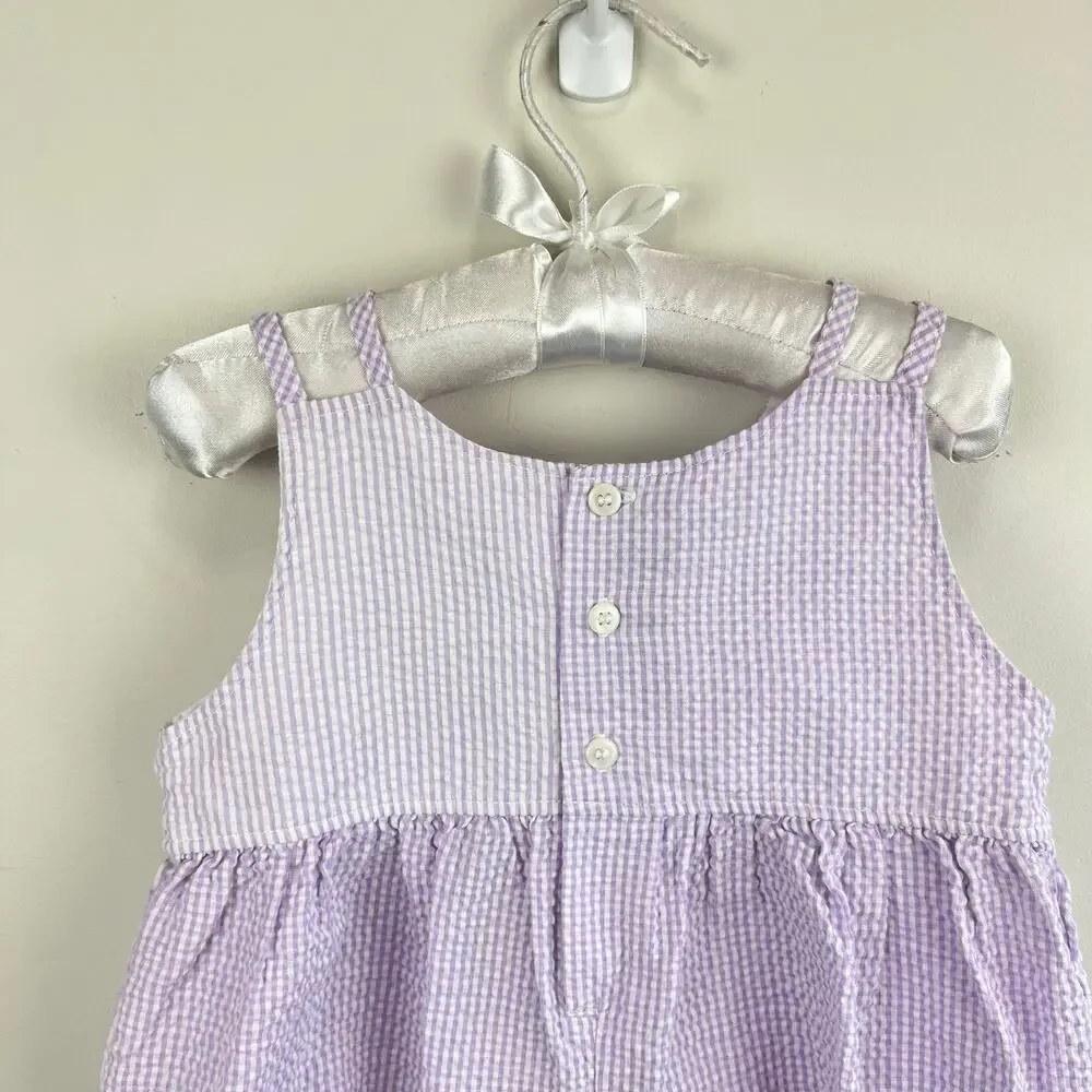 Vintage Y2K Carter's Purple Seersucker Stripe Flower Romper 18 Months